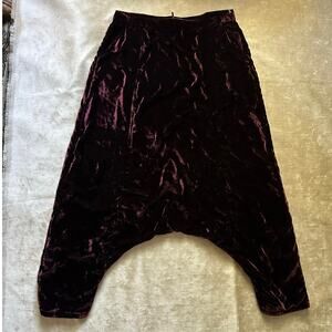LILITH pants crushed Velvet Drop Crotch Trousers Loose Baggy Harem burgundyParis